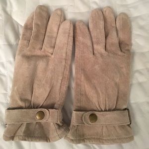 Cream taupe suede leather gloves M