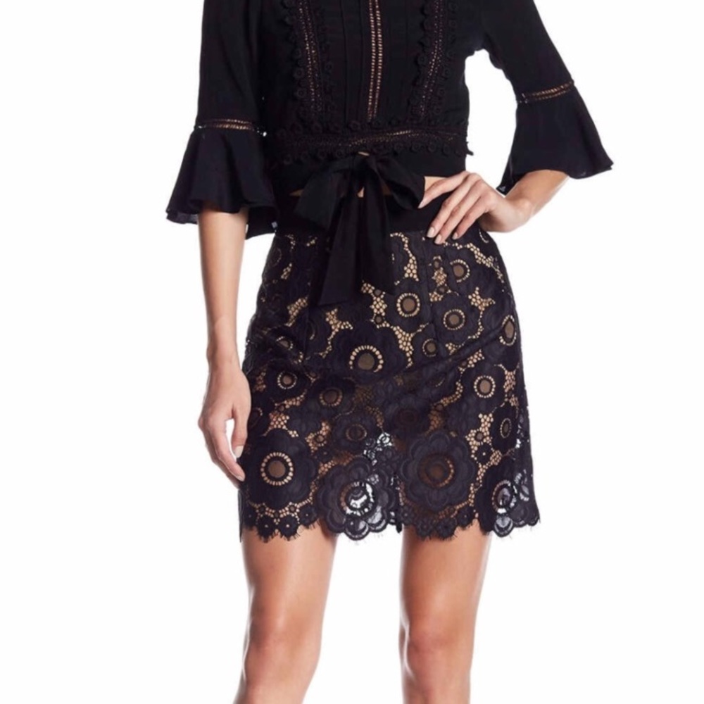 For Love & Lemons Sonya Floral Lace Mini Skirt