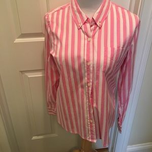 Pink & White Striped Button Down Blouse