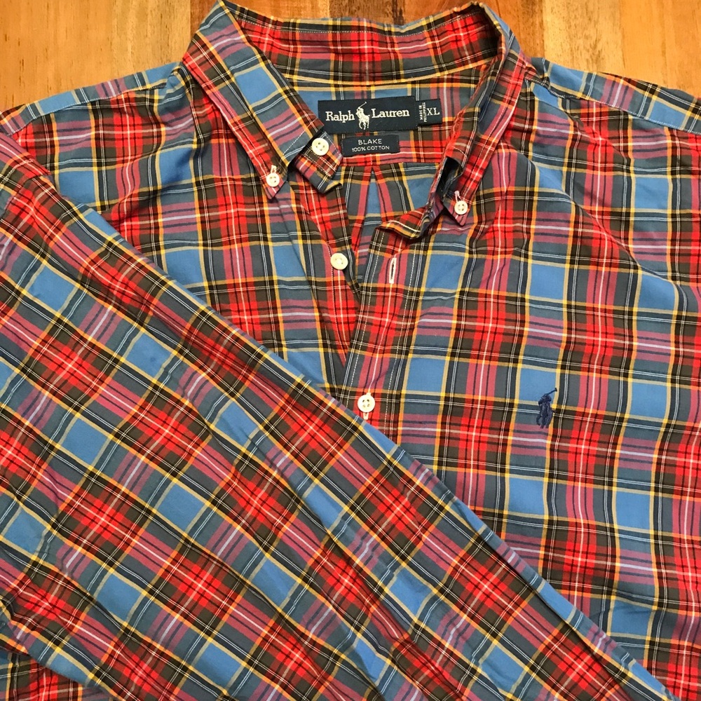 Men's XL Polo Ralph Lauren plaid shirt.