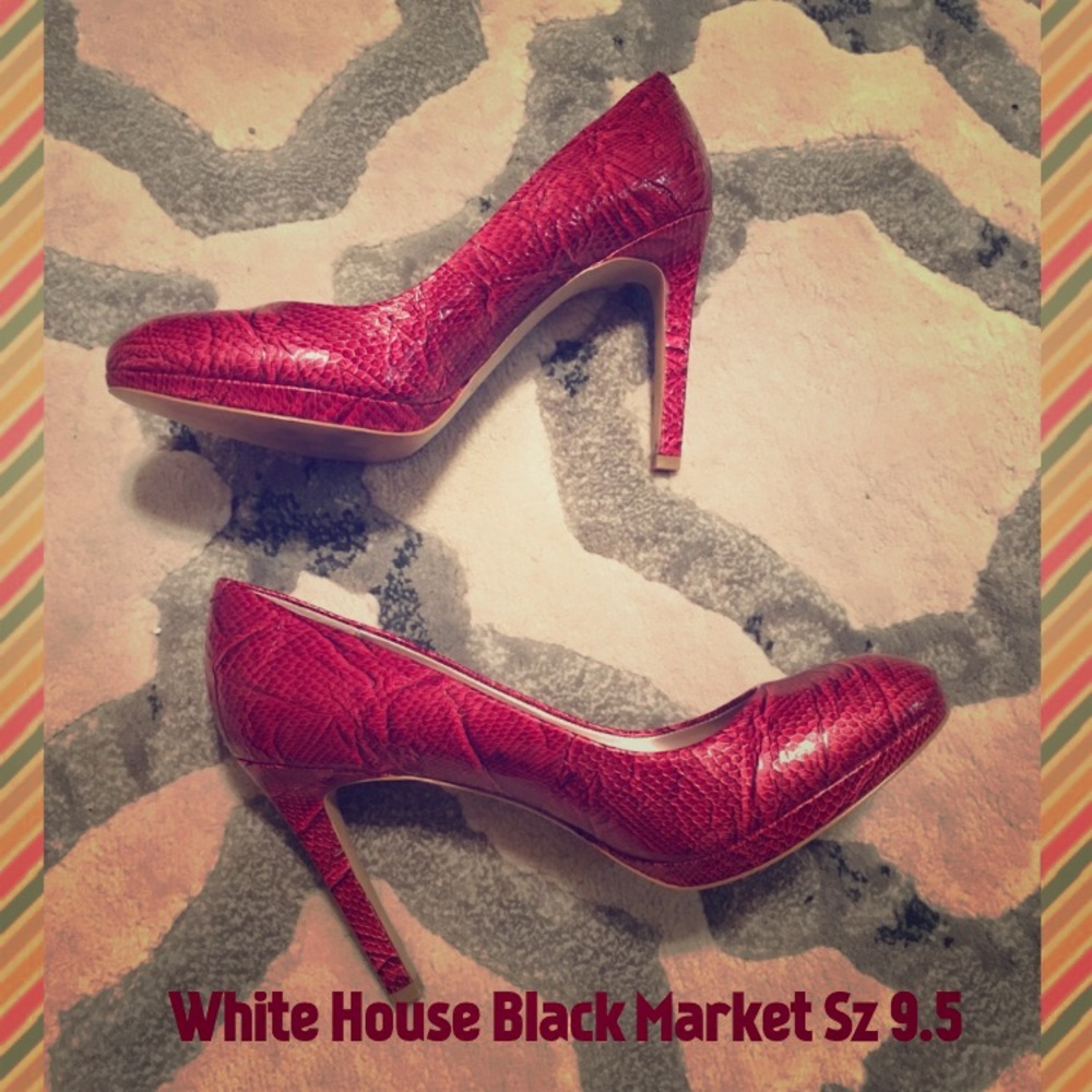 Red WHBM Snakeskin Pumps