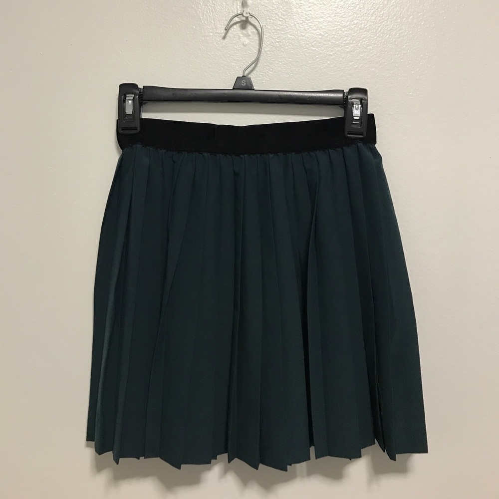 Green Pleated Skirt