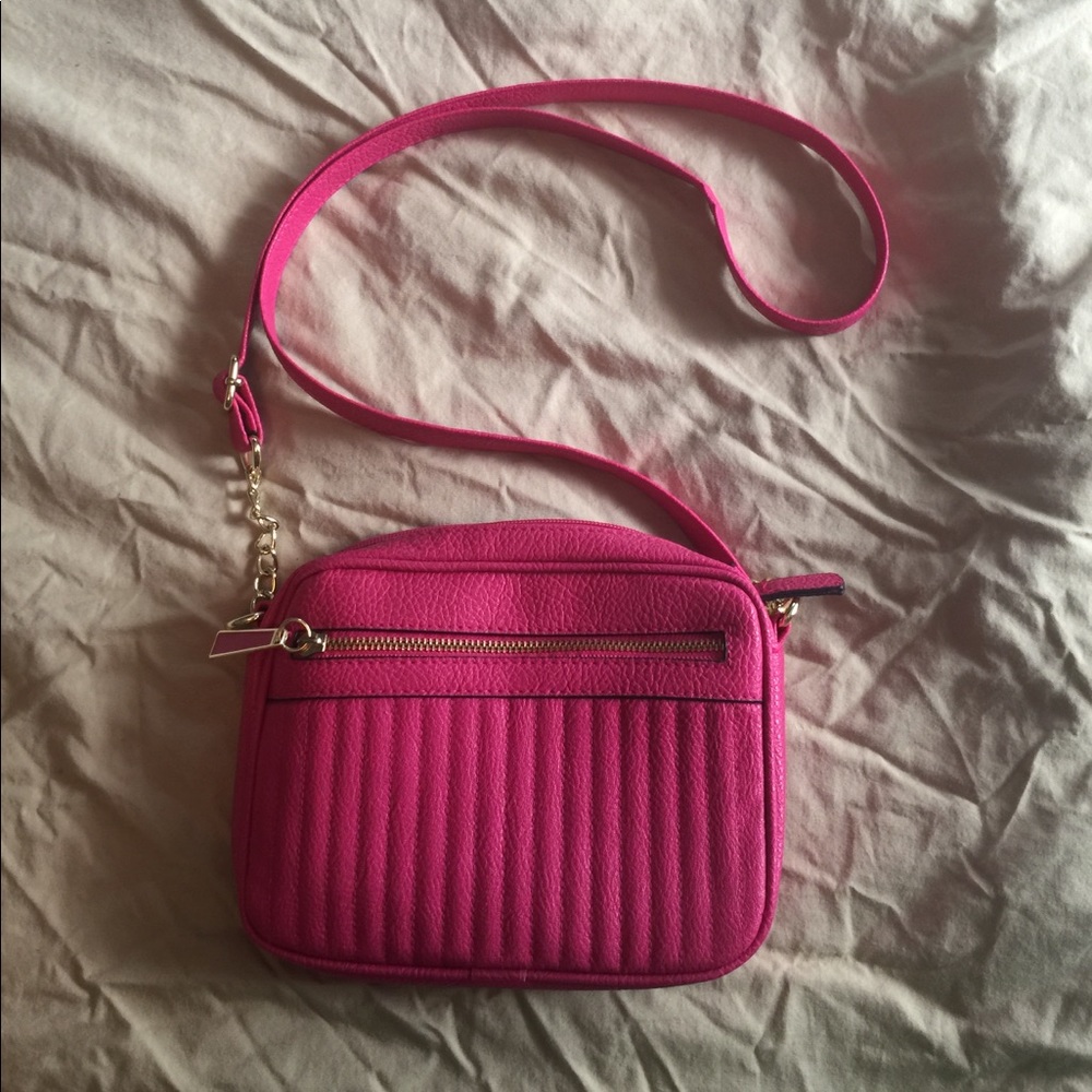 Small bright pink shoulder bag
