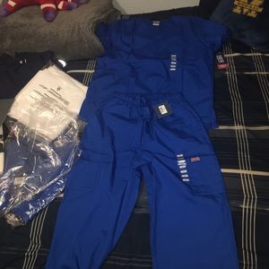 Royal blue scrubs. Top and bottom