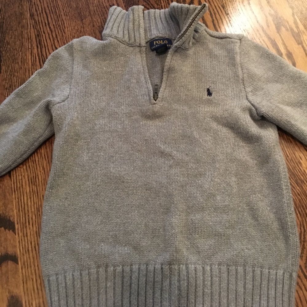 Boys gray Polo sweater with zipper size 6