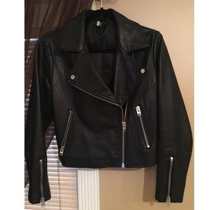 Black Leather Moto Jacket by Topshop