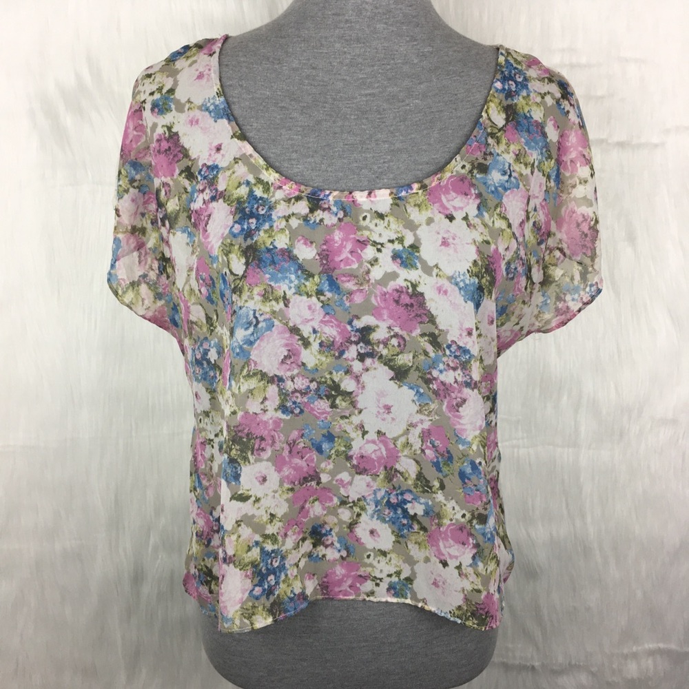 ✨ Soprano Floral Lace High Low Sheer Blouse