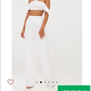 White Wide Flare Trousers