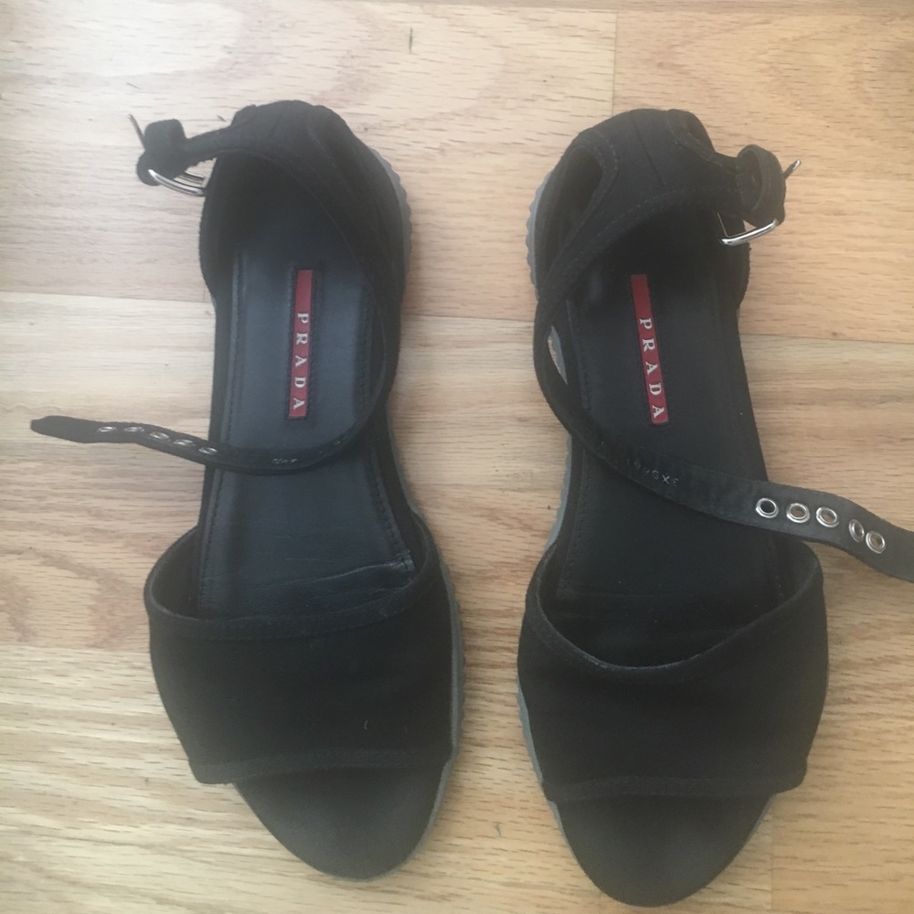 100% authentic Black Prada Sandals