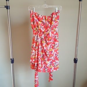 Strapless Floral Dress