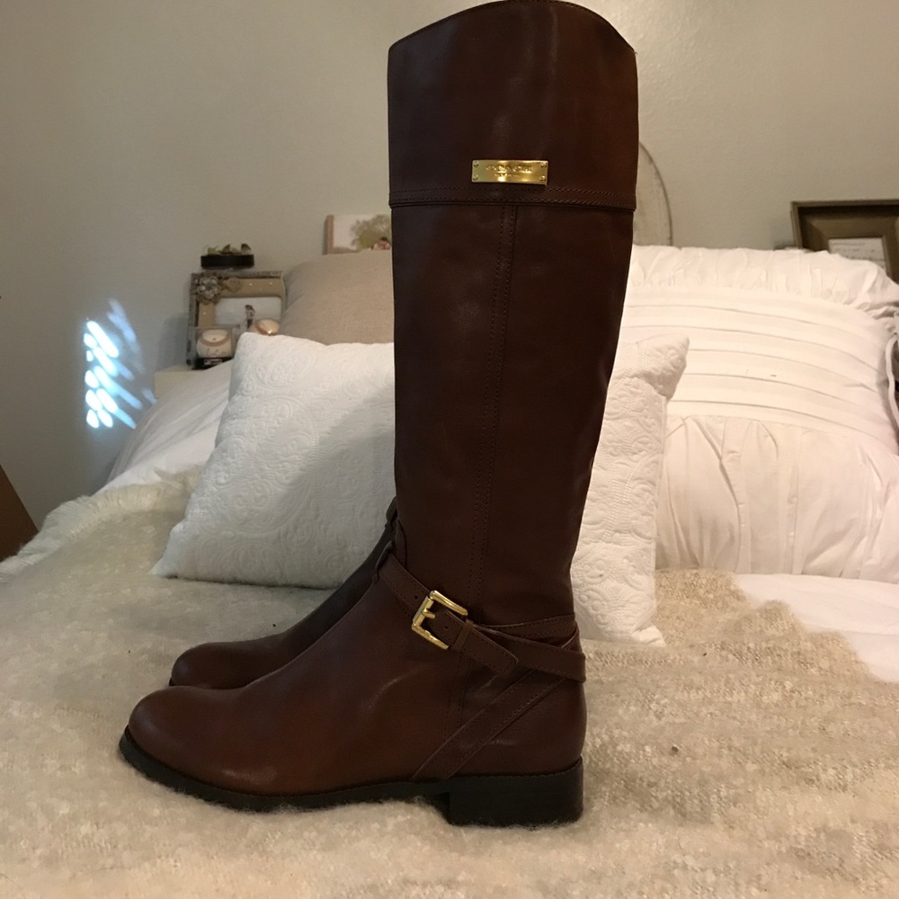 Coach brown leather riding boot