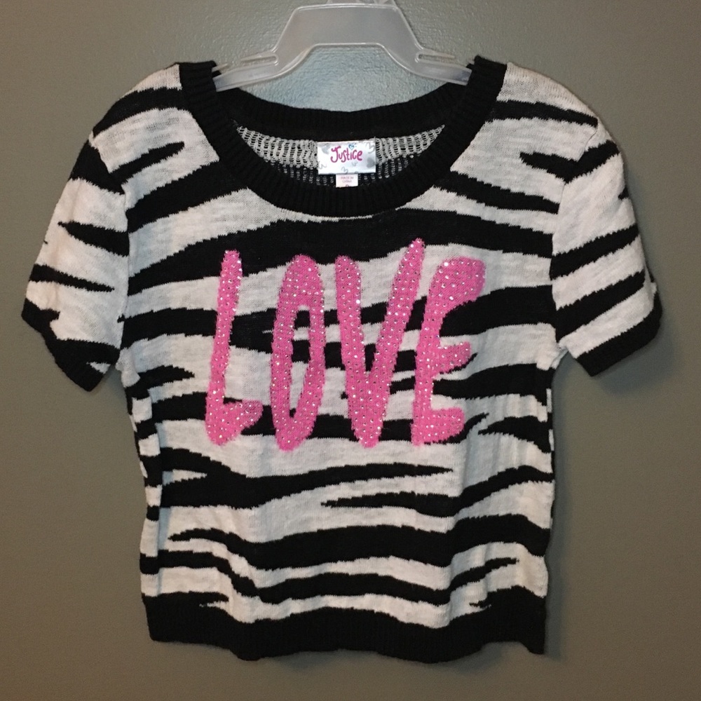 GIRLS Justice zebra print crop top