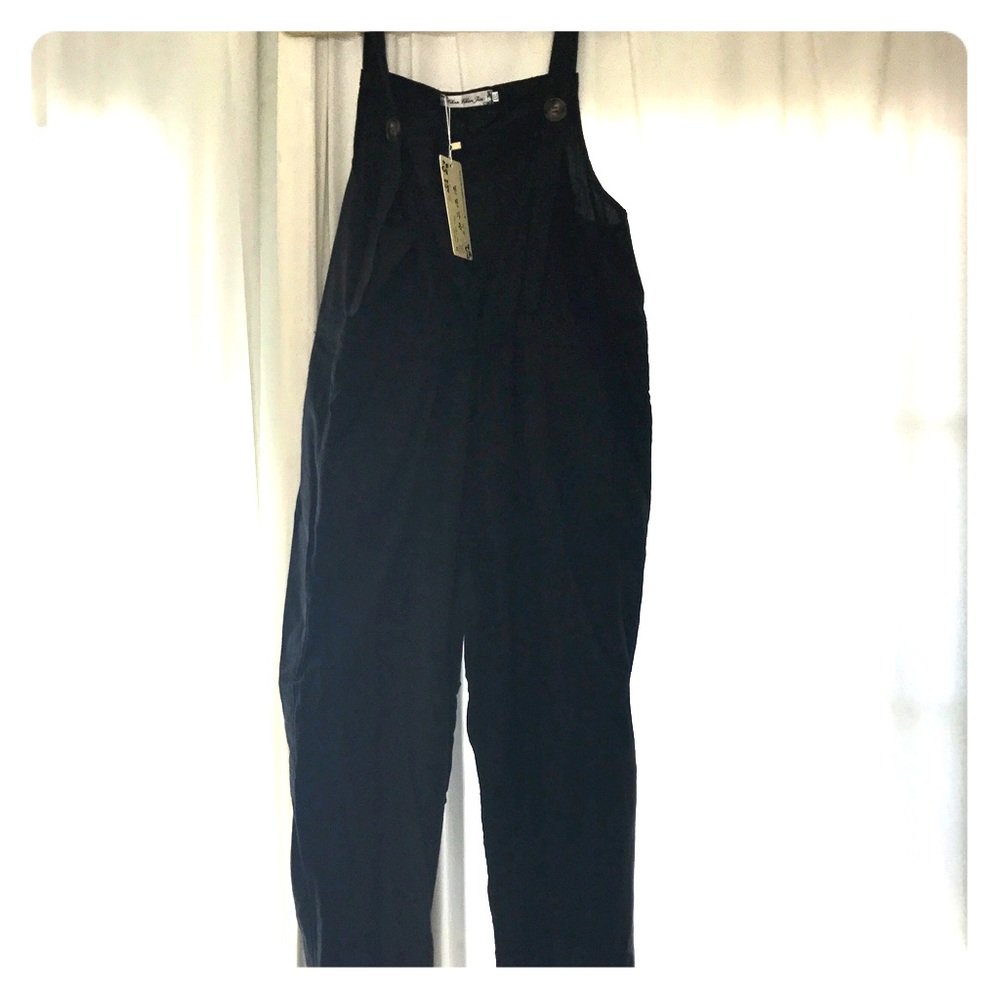 Black Linen Overalls