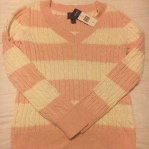 Chaps Pink and White Sweater