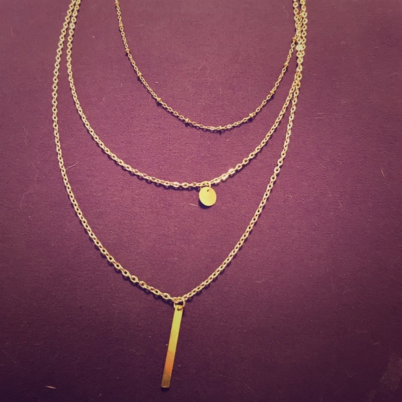 3 Level Gold Chain Necklace - Picture 2 of 4