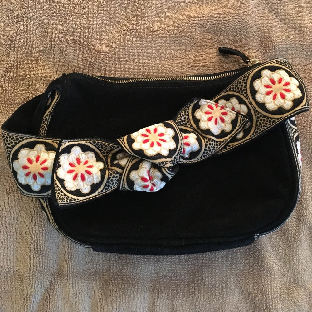 Hadley Pollet Black Suede Small Bag