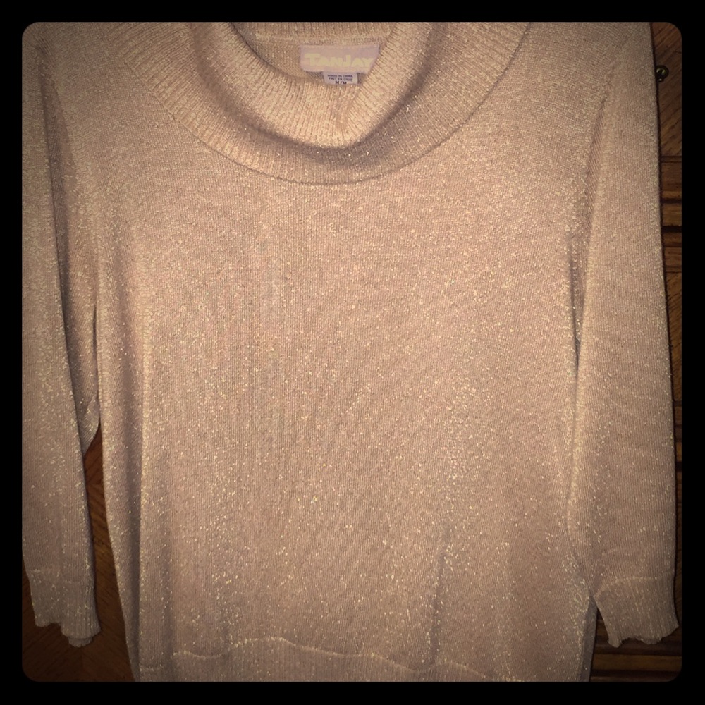 Cowl neck gold glitter shimmery sweater
