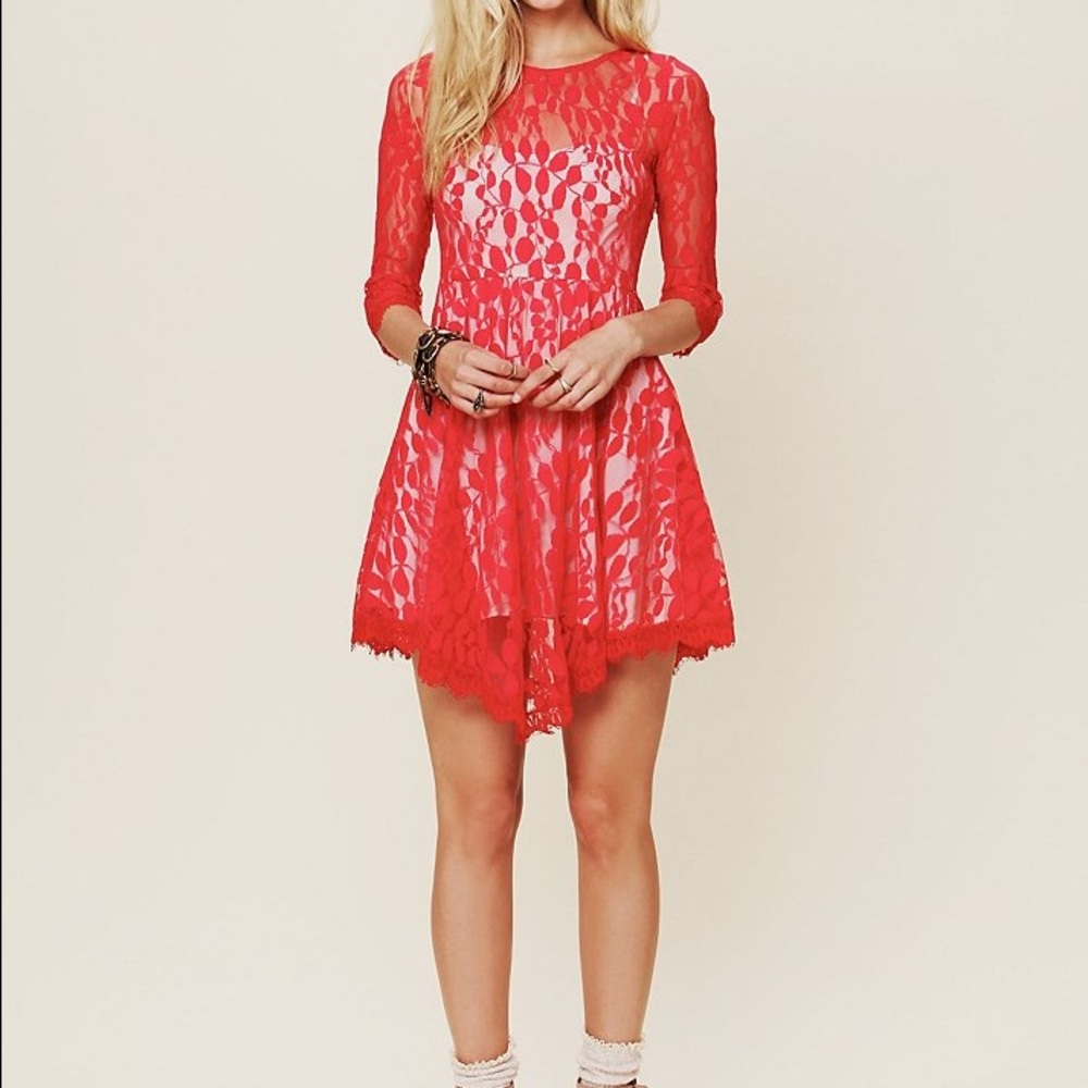 Free People floral mesh lace dress