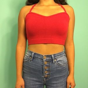 Red American Apparel Crop Top