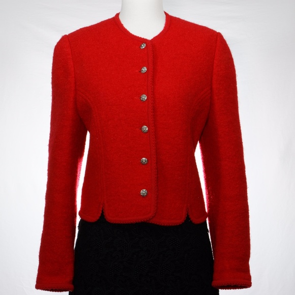 red boiled wool jacket
