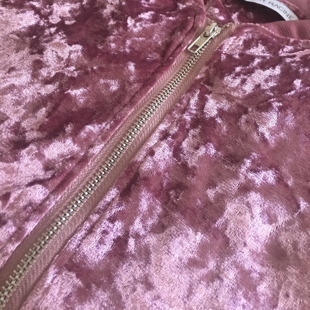 ✨Hot Pink Crushed Velvet Zip Up Bomber✨ - Picture 6 of 6