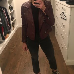 Blank NYC faux motto leather jacket maroon