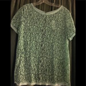 LOFT - Sheer lace top - Sea Mist