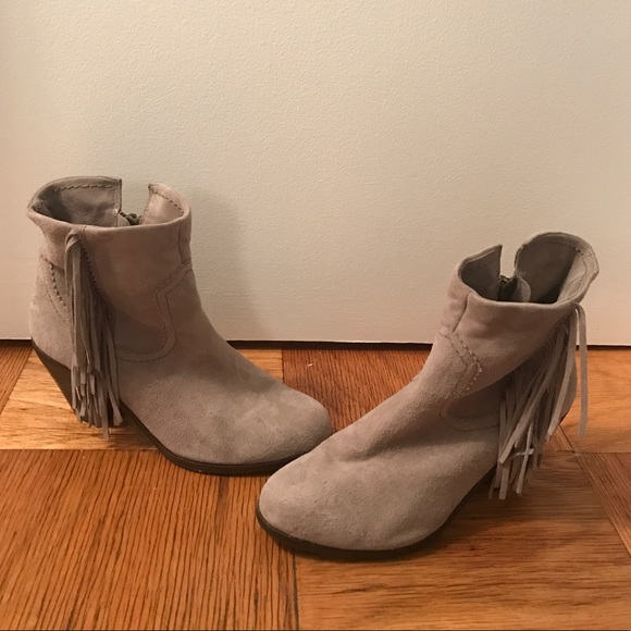 Sam Edelman Taupe Fringed Suede Ankle Boots Sz 7.5 - Picture 3 of 7