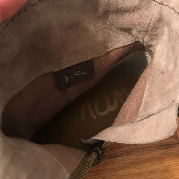 Sam Edelman Taupe Fringed Suede Ankle Boots Sz 7.5 - Picture 6 of 7