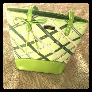 Green & white Ribbon pattern Kate Spade Handbag
