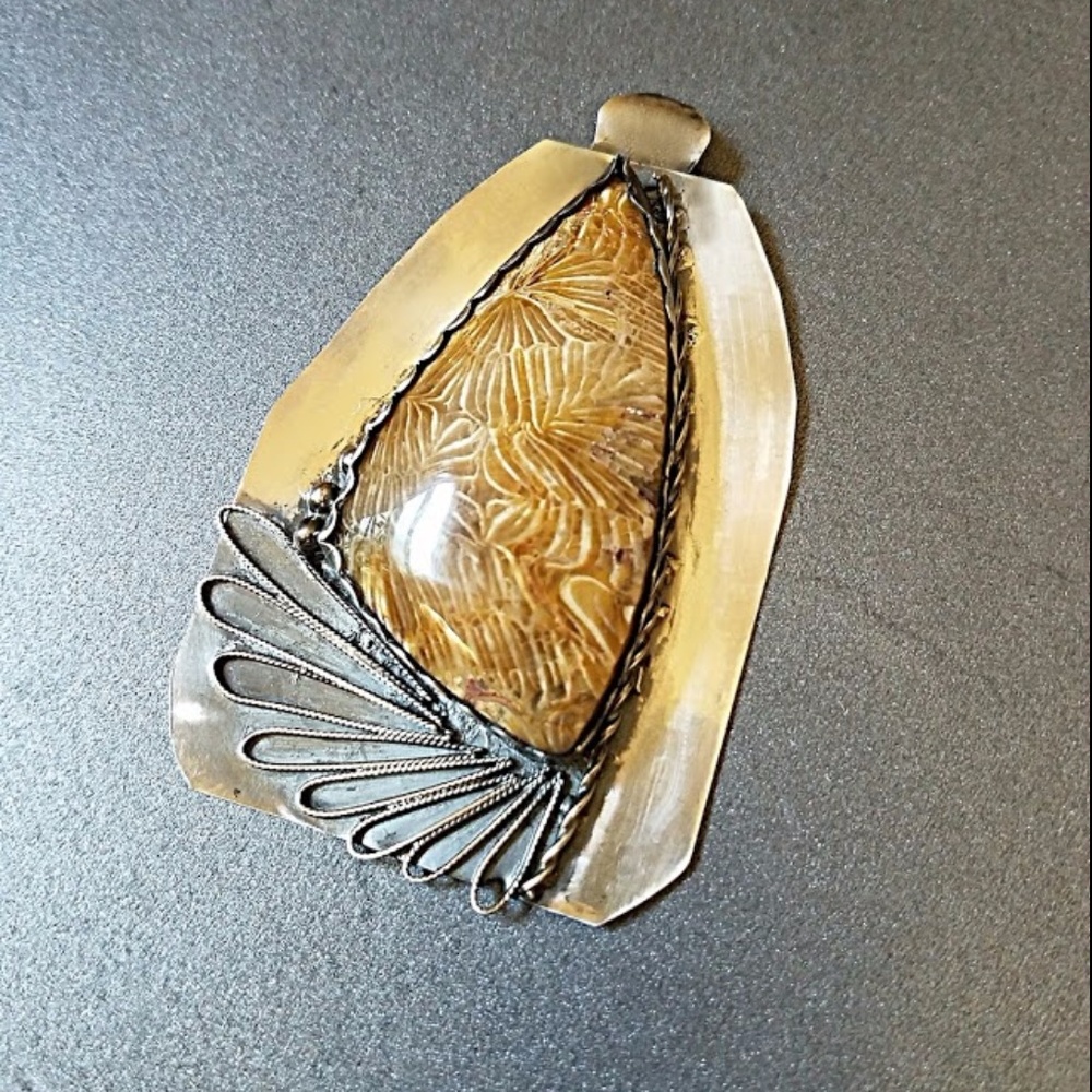 Boho Agatized Coral Fossil Pendant