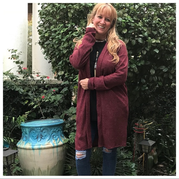 WIne Lightweight Open Cardigan - Picture 5 of 8