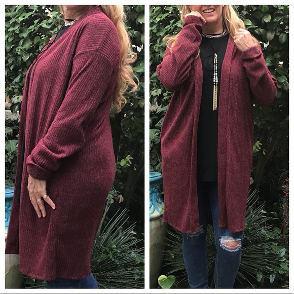 WIne Lightweight Open Cardigan - Picture 4 of 8