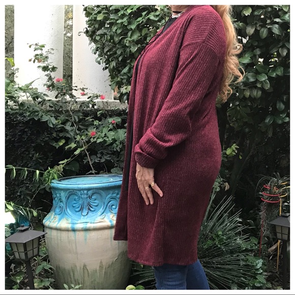 WIne Lightweight Open Cardigan - Picture 8 of 8