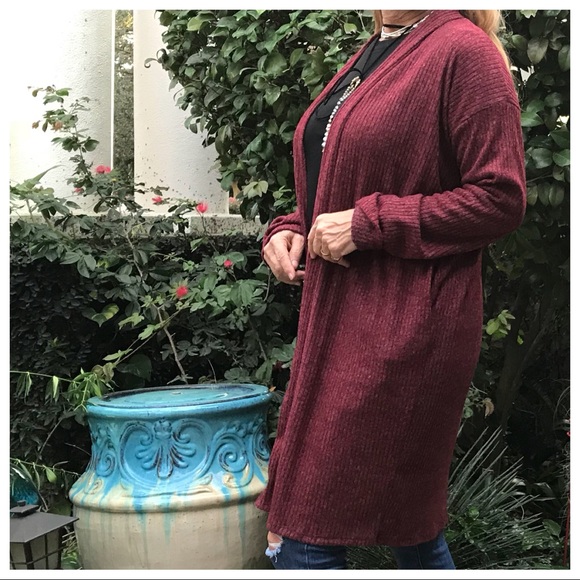WIne Lightweight Open Cardigan - Picture 6 of 8