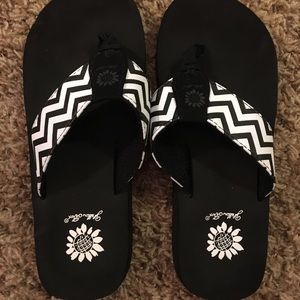 Yellow Box flip flops
