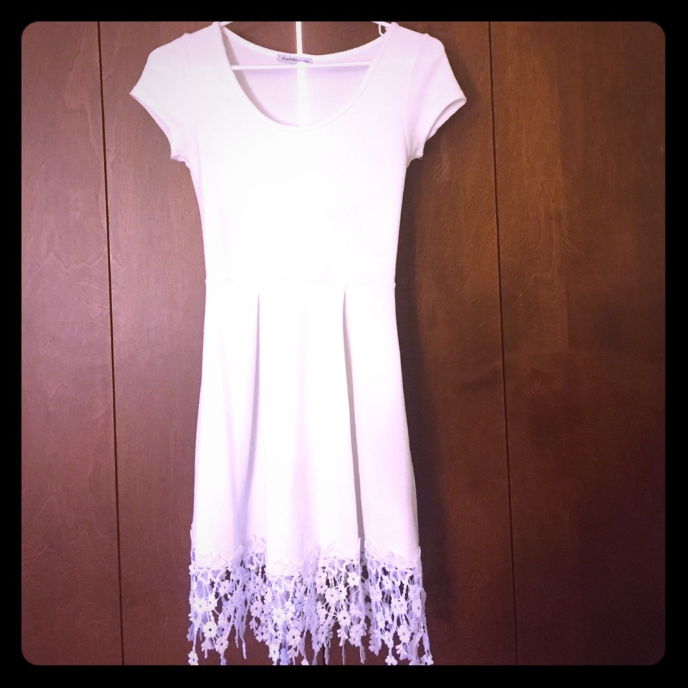 All white dress with lace bottom