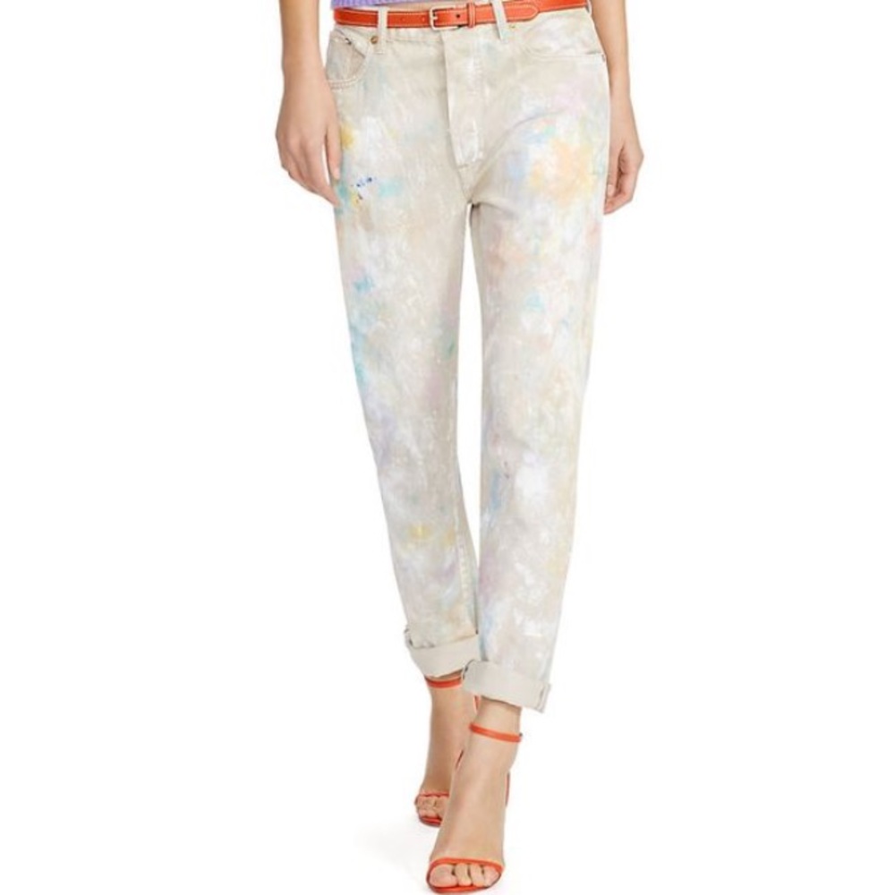 Ralph Lauren Astor Boyfriend Paint Splatter Jeans - Picture 2 of 7