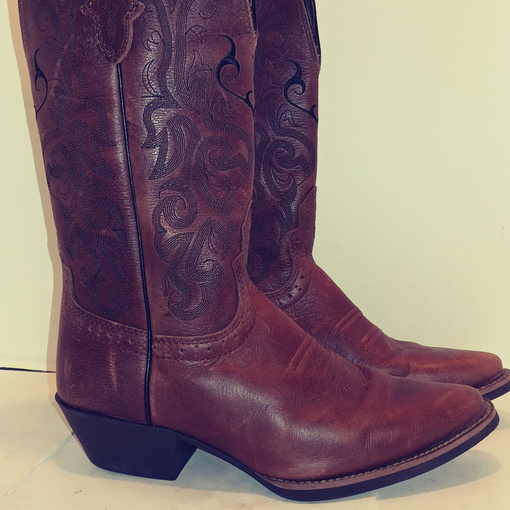 Justin Women Brown Leather Western Riding Boot
