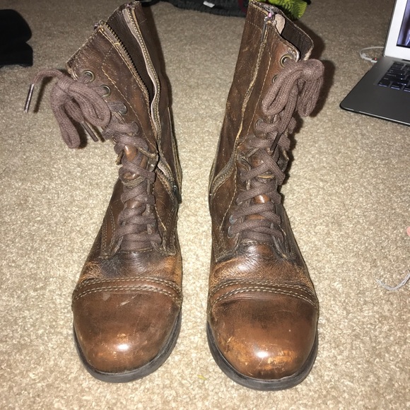 Brown combat boots - Picture 1 of 4