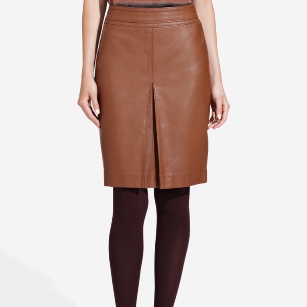 The Limited Faux Leather Brown Pencil Skirt
