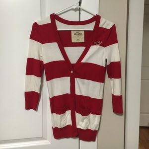 Red and white hollister cardigan