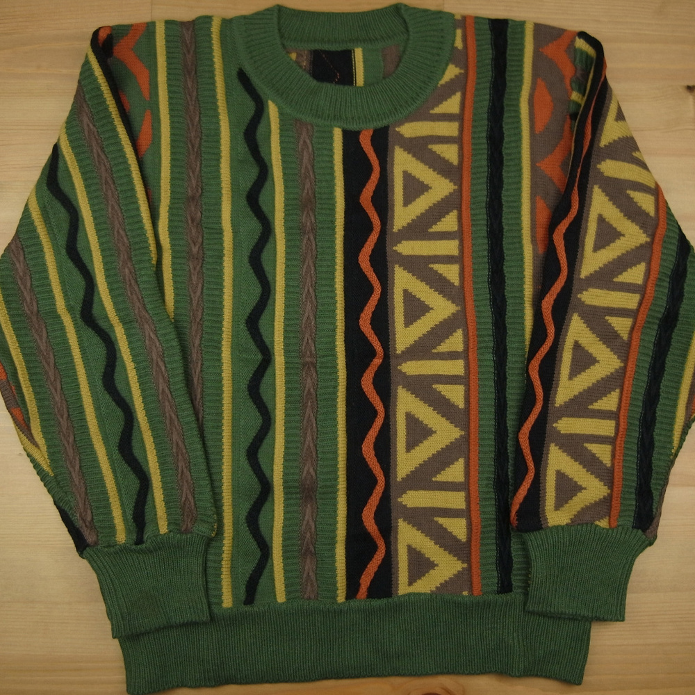 Small Green Yellow Textured "COOGI" Style Sweater