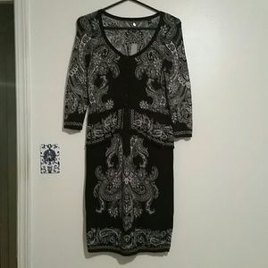 Black damask peplum sweater dress