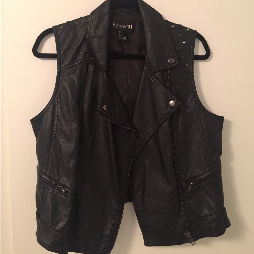 Faux Leather Moto Studded Vest