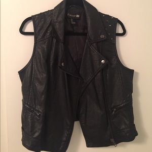 Faux Leather Moto Studded Vest