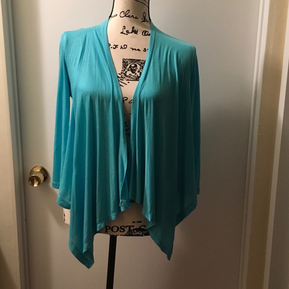 Turquoise asymmetrical top