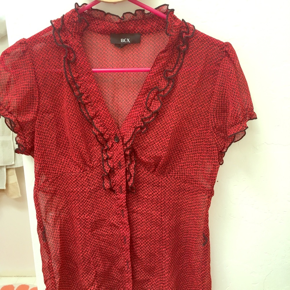 Bcx red sheer over shirt