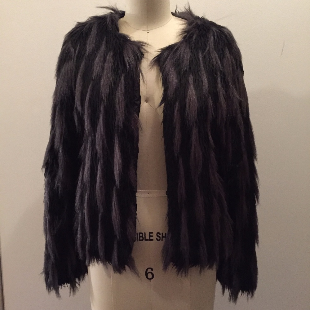 Black/gray Faux Fur Jacket