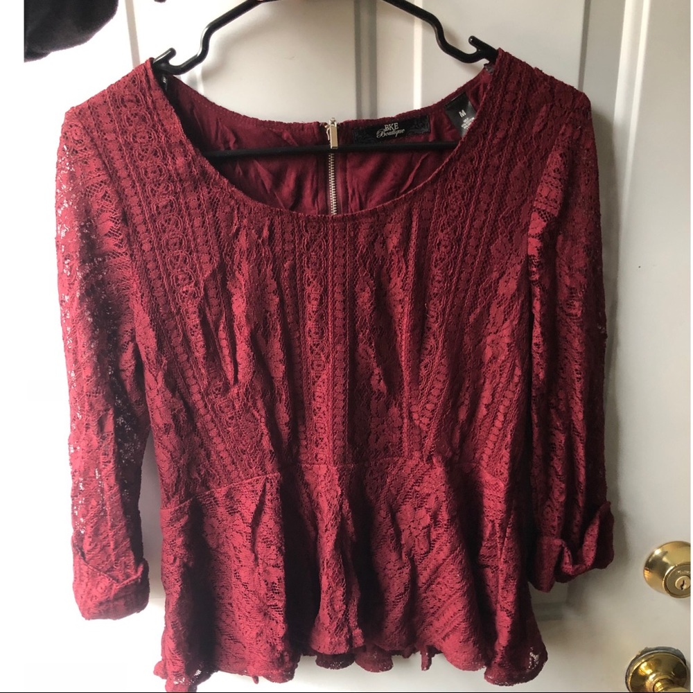 Buckle boutique red blouse